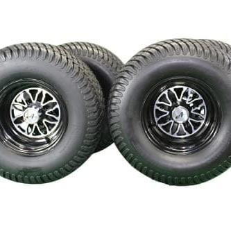 22x11.00 - 10 Turf tire with 10x7 Fusion Wheels for Golf Cart (Set of 2) - Lago Vista Golf Carts