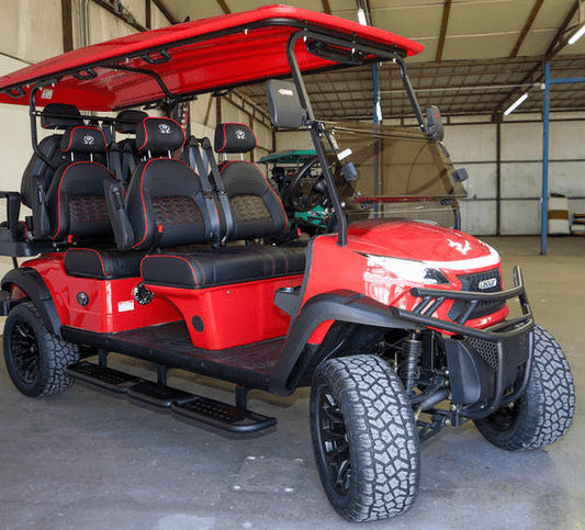 Venom 6 - Seater Golf Cart - Red/Black - 105ah battery - Lago Vista Golf Carts