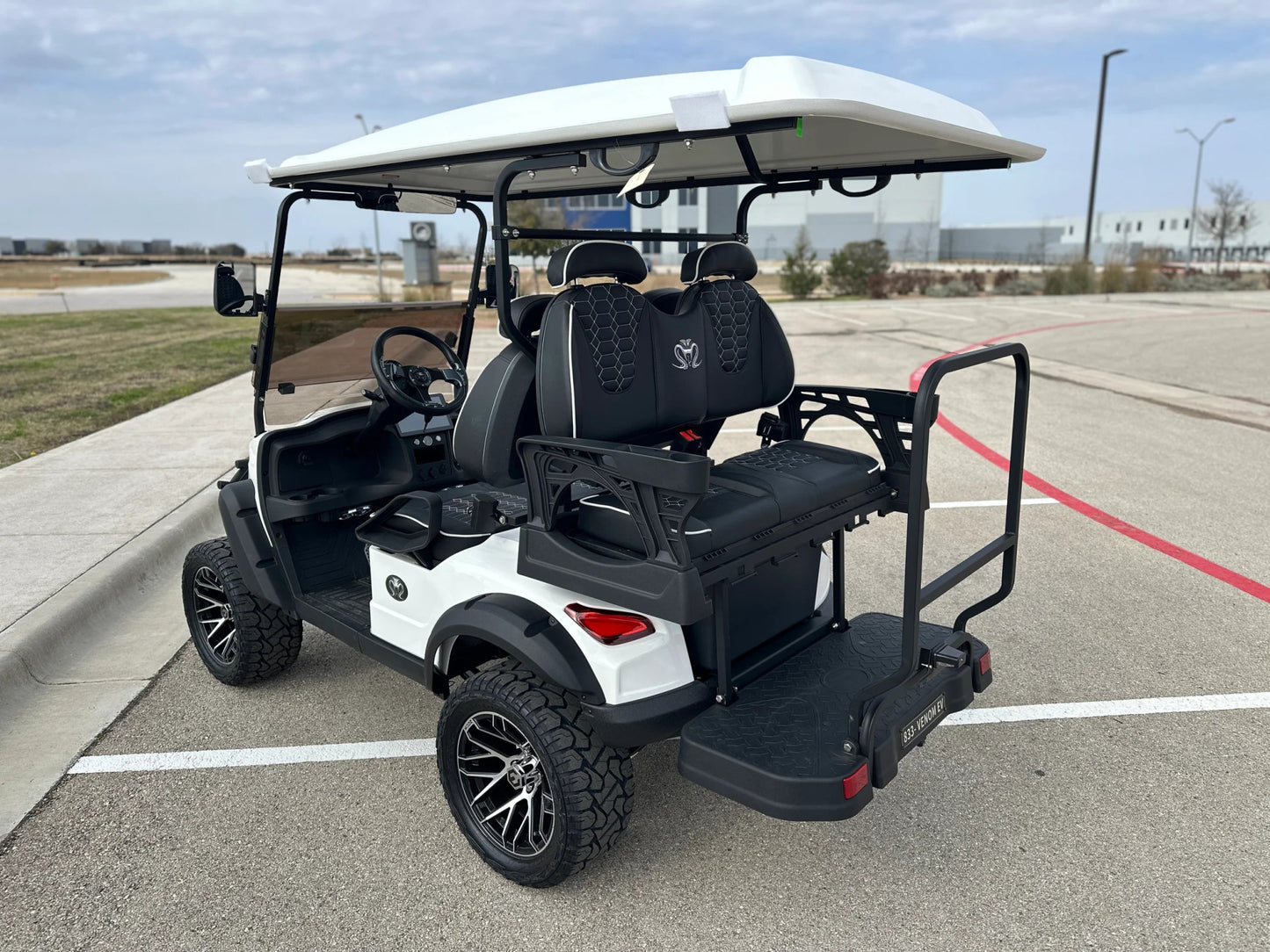 Venom Strike 4 (2+2) Golf Cart, White with Black seats - Lago Vista Golf Carts