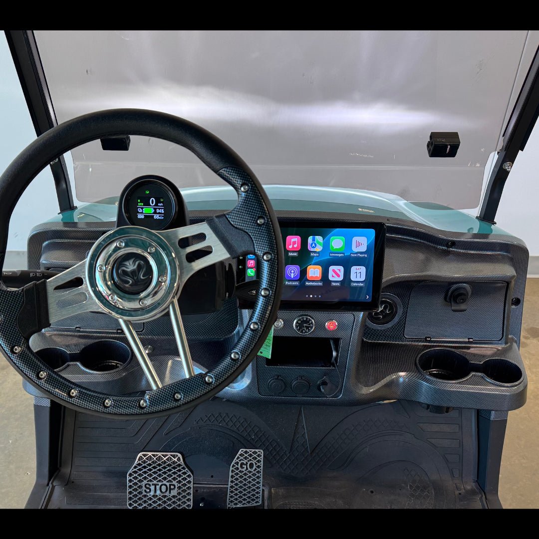 Venom Strike 4 Golf Cart, Non - Lifted, Teal with White seats, 200ah battery - Lago Vista Golf Carts