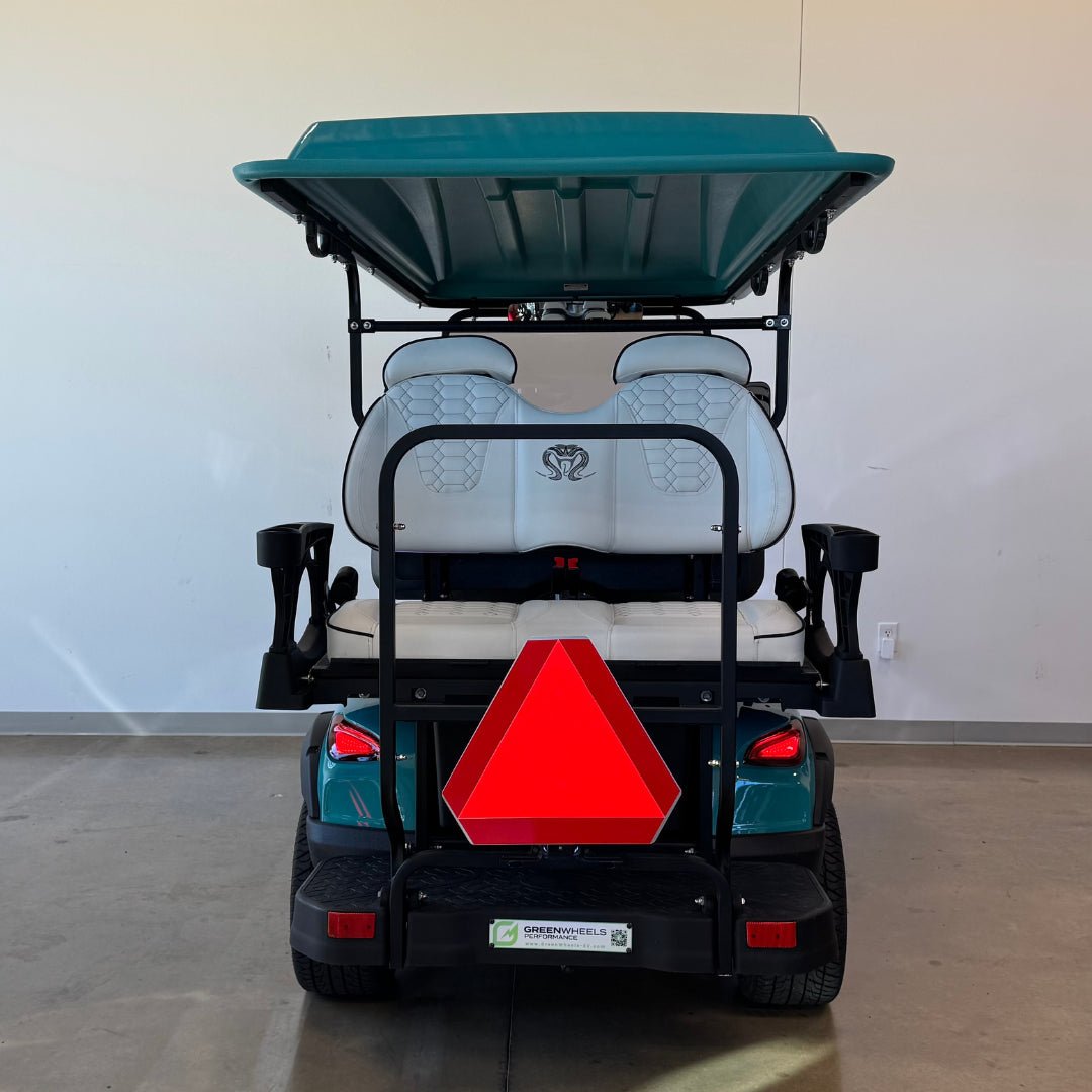 Venom Strike 4 Golf Cart, Non - Lifted, Teal with White seats, 200ah battery - Lago Vista Golf Carts
