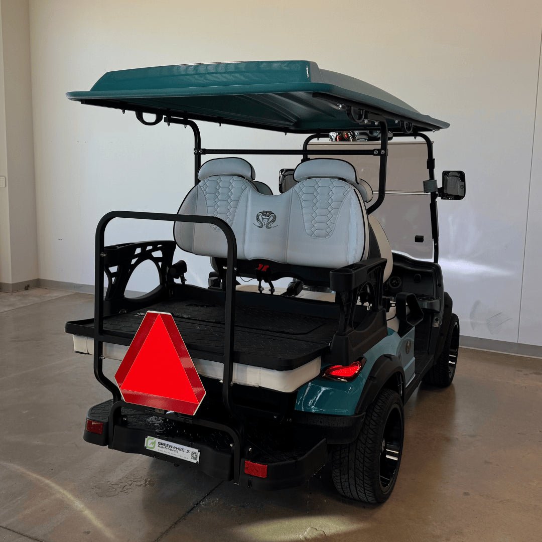 Venom Strike 4 Golf Cart, Non - Lifted, Teal with White seats, 200ah battery - Lago Vista Golf Carts