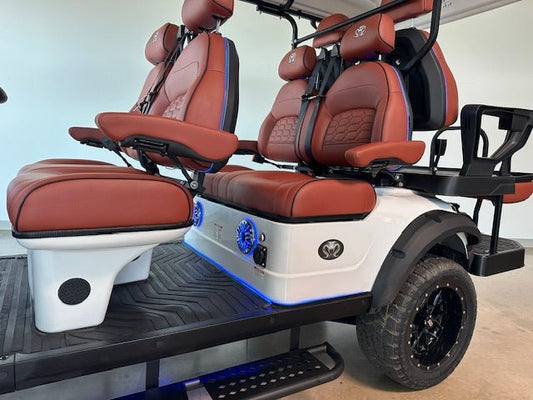 Venom Strike 6, Lifted, White with Brown seats - Lago Vista Golf Carts