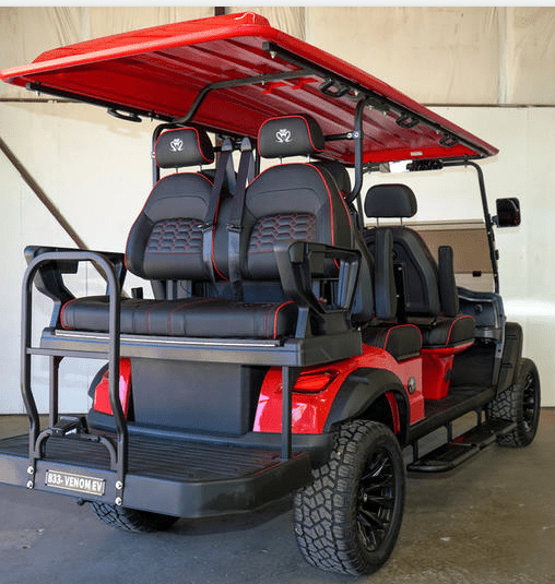 Venom 6 - Seater Golf Cart - Red/Black - 105ah battery - Lago Vista Golf Carts