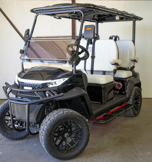 Venom Stealth, Lifted, Gloss Black, White Seats - Lago Vista Golf Carts