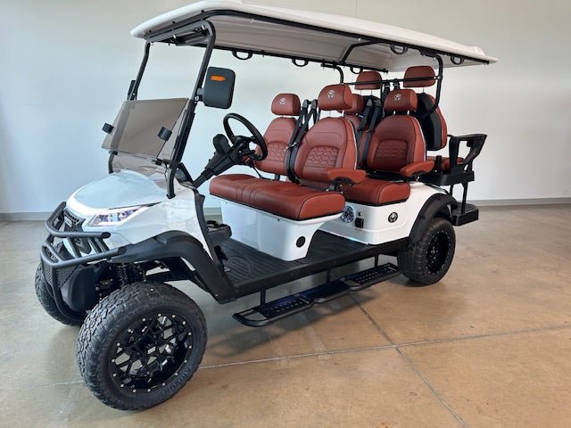 Venom Strike 6, Lifted, White with Brown seats - Lago Vista Golf Carts