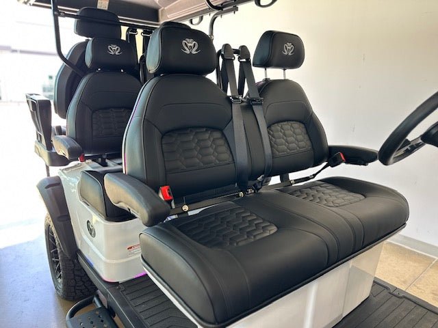 Venom Strike 6 - seater with 160ah battery - Chameleon White with black seats - Lago Vista Golf Carts