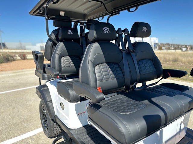 Venom Strike 6 - seater with 160ah battery - Chameleon White with black seats - Lago Vista Golf Carts