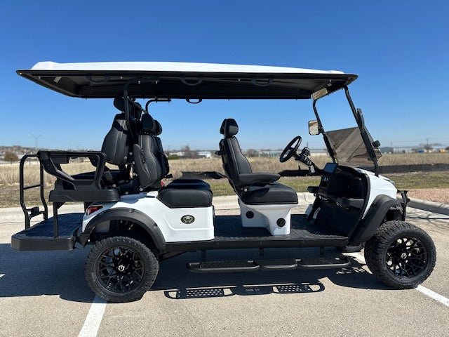 Venom Strike 6 - seater with 160ah battery - Chameleon White with black seats - Lago Vista Golf Carts