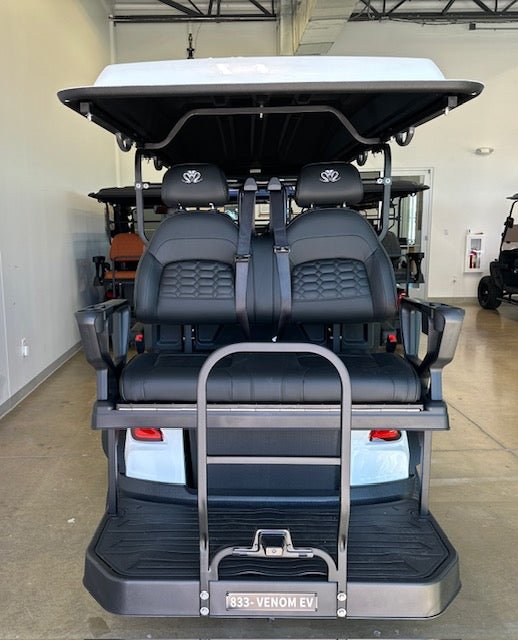 Venom Strike 6 - seater with 160ah battery - Chameleon White with black seats - Lago Vista Golf Carts
