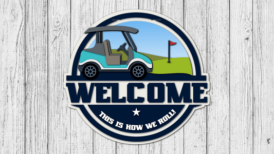 Welcome Golf Cart Door Hanger - Lago Vista Golf Carts